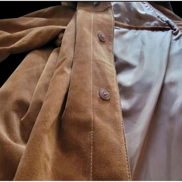 Mens Vtg Brown 100% Leather Button-Up Jacket With Lining & Inside Pocket - Picture 4 of 11
